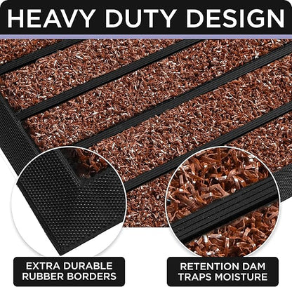 ubdyo Extra Durable Door Mat - Dirt Trapping Outdoor Welcome Mats - Non-Slip Outdoor Indoor Entrance - Low Profile Front Doormat (30" x 17", Bright Burgundy)