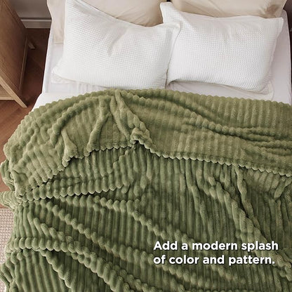 Bedsure GentleSoft Moss Fleece Queen Blanket for Couch - Cozy Soft Blankets for Women, Cute Small Throws for Girls, 90x90 Inches