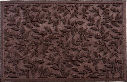 Coffee Brown Leaves Outdoor Indoor Entrance Doormats, Absorbent Durable Heavy Duty Welcome Front Door Mat,Thick Natural Rubber Back,Easy Clean Entryway Mat 23x35 Inch, Low Profile