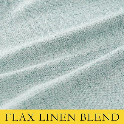 NICETOWN 100% Absolutely Blackout Linen Curtains with Thermal Insulated Liner, Seafoam Green, 62" Wide, 63" Length Energy Saving Curtains for Kitchen 2 Panels Set, Vertical Blinds