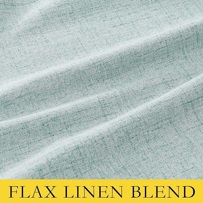 NICETOWN 100% Absolutely Blackout Linen Curtains with Thermal Insulated Liner, Seafoam Green, 62" Wide, 90" Length Energy Saving Curtains for Living Room 2 Panels Set, Vertical Blinds