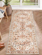 SERISSA Boho Washable Runner Rug, 2x5 Non-Slip Vintage Peach Cream Hallway Kitchen Runner Rug Ultra Soft Print Distressed Floor Carpet for Bedroom Bathroom Laundry Living Room
