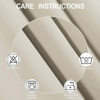 LEMOMO Light Beige Thermal Blackout Curtains/38 x 63 Inch/Set of 2 Panels Room Darkening Curtains for Bedroom