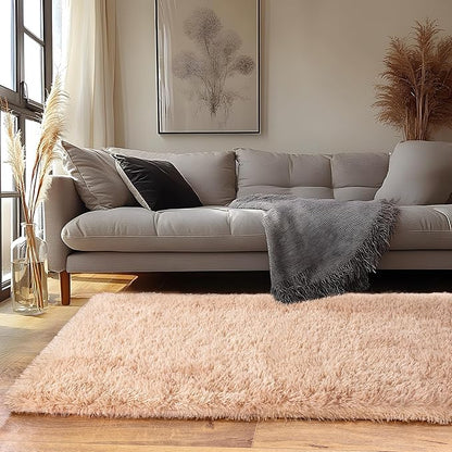 Runner Rugs for Bedroom 2x6 Rug Runners for Hallways Non Slip Soft Shag Bedside Rug, Fluffy Area Rug Throw Rugs for Living Room, Floor Carpet Runner for Nursery Kids Dorm, Camel