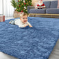 OLANLY Area Rugs for Living Room Bedroom, Machine Washable 4x5.9 ft Soft Fluffy Shaggy Bedside Rug, Indoor Floor Carpet for Kids Girls and Boys, Dorms, Nursery Rooms, Home Decor Aesthetic, Blue