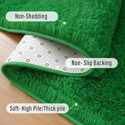 Amearea Premium Soft Area Rug 4x5.3 Feet, Green Rugs for Living Room, Fluffy Carpet for Bedroom Nursery Playroom Teen Home Decor, Comfortable Indoor Furry Dorm Carpets, Green