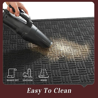 Mibao Front Door Mat Indoor Outdoor Entrance, Dirt Trapping Waterproof All-Season, All-Weather Doormat, Non-Slip Durable Natural Rubber Low Profile Easy Clean Patio Entrance Mat, 47" x 31.5", Black