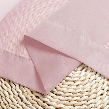 Chyhomenyc Sheer Valances for Windows 2 Pack, Small Window Curtains for Living Room Bathroom Cafe Laundry Basement, Modern Top Dual Rod Pocket Voile Curtain, 42W x 18L inches, Blush Pink