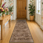 Brown Boho Washable 2x6 Runner Rugs for Hallway Kitchen Bedroom Beside Laundry Room Bathroom Rug, Pet & Kids Friendly, Non Slip Low Pile Stain Resistant Soft Faux Wool Long 24 x 72 Floor Carpet