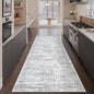 3x8 Runner Rug Non Slip Washable for Entryway, Vintage Hallway Runner for Front Porch, Laundry Room, Bedroom, Abstract Stain Resistant Thin Indoor Kitchen Mats for Floor(3'x8', Grey/Ivory)