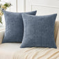 MIULEE Pack of 2 Couch Throw Pillow Covers 18x18 Inch Soft Dark Grey Blue Chenille Pillow Covers for Sofa Living Room Solid Dyed Pillow Cases