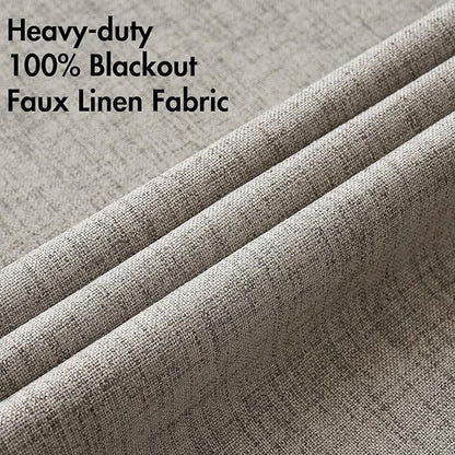 MIULEE Linen Curtains for Bedroom Solid 100% Blackout Thermal Insulated Greige Curtains Grommet Room Darkening Drapes for Living Room Nursery 52x54 Inch (2 Panels)