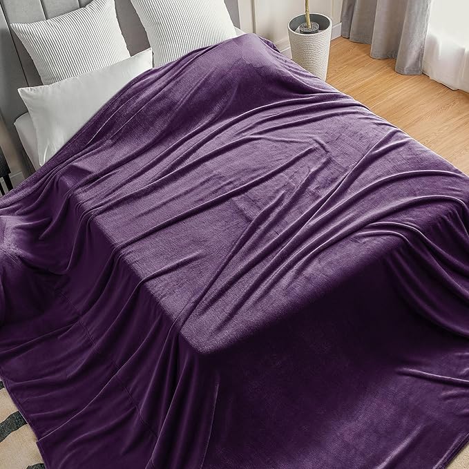 BEDELITE Big Fleece Blanket - 120" x 120" (10' x 10'), Super Soft Fluffy Fuzzy Oversized King Blanket for Bed, Couch, Sofa, Camping,Fits Whole Family,Purple