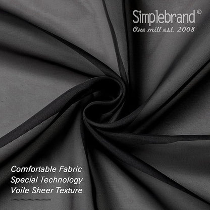 Simplebrand Black Sheer Curtains 63 Inch Length 2 Panels, Rod Pocket Solid Color Window Sheer Curtain Panels, Elegant Curtains & Drapes for Living Room, Bedroom 2 Panels (Black, 42" W x 63" L)