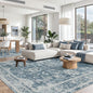 Madane Washable 6x9 Area Rugs for Living Room, Vintage Rug with Non-Slip Backing, Soft Stain Resistant Throw Rugs Thin Carpet for Bedroom Dining Room Farmhouse (6 x 9, Cadet Blue)