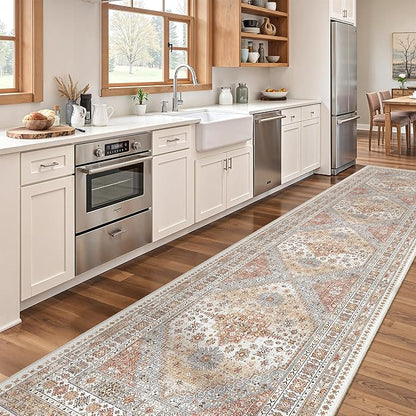 zesthome Washable Runner Rug 2.5x10 - Stain Resistant Entryway Rug,Ultra-Thin Kitchen Rugs, Anti Slip Backing Runner Rugs for Entrance Laundry Room Indoor Hallway (Orange,2.5'x10')