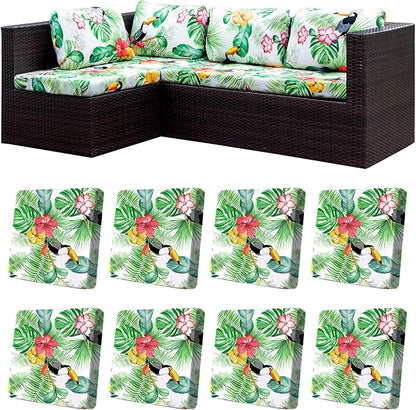 8Pcs Stretch Patio Cushion Covers,Outdoor Couch Covers Replacement,Outdoor Couch & Sofa Slipcovers,for Patio Furniture Cushion Covers,Washable Reusable urniture Protector(Pelican,8PCS)