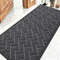 OLANLY Front Door Mat Indoor Outdoor Entrance, Waterproof All-Season, All-Weather Doormat, Sturdy Natural Rubber, Low Profile, Easy Clean Patio Porch Entryway Mat, Herringbone Brick (Grey, 59x23)