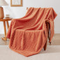 EXQ Home Fleece Throw Blanket for Couch or Bed - 3D Waffle Patchwork Pattern Jacquard Decorative Blankets - Cozy Soft Fuzzy Flannel Blanket Suitable for All Seasons(50"×60",Terracotta)