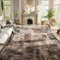 Ompaa Living Room Rug 8x10 Brown Area Rugs Machine Washable Abstract Coffee Boho Large Carpet Non-Slip Non-Shedding Faux Wool Indoor Vintage Rug for Bedroom, Classroom, Dining Room, Kids Playroom