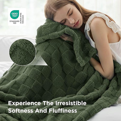 Bedsure GentleSoft Blankets Queen Size for Bed - Super Soft Cozy Spring Blanket for Kids Girls, Large Fuzzy Fleece Throw for Bedroom Decor, Olive Green, 90x90 Inches
