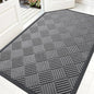 OLANLY Front Door Mat Outside Entrance 59x34, Absorbent, Heavy Duty Sturdy Natural Rubber Doormat Indoor Outdoor, Stain and Fade Resistant, Non-Slip Low Profile Floor Mat for Entryway, Grey Diamond