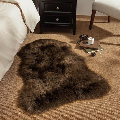 Ashler Faux Fur Rug, Fluffy Shaggy Area Rug, Ultra Soft 2 x 3 Feet Sheepskin Fur, Dark Coffee Fuzzy Machine Washable Shag, Nursery Decor Throw for Bedroom, Living Room, Kids Room