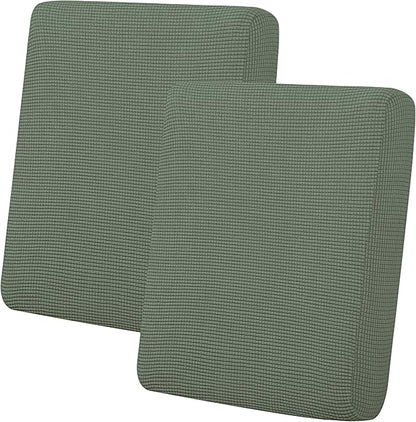 Easy-Going Stretch Individual Loveseat Couch Cushion Cover Sofa Cushion Furniture Protector Sofa slipcover Soft Flexibility with Elastic Bottom (2-Piece Loveseat Cushion Cover, Greyish Green)