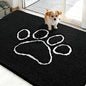 OLANLY Dog Door Mat for Muddy Paws 48x30, Paw Print Design, Absorbs Moisture and Dirt, Absorbent Non-Slip Washable Doormat, Quick Dry Chenille Mud Mat for Dogs, Entry Indoor Entryway Carpet, Black
