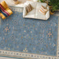 Hazo Haus Boho 7x10 Accent Area Rugs for Living Room - Dusky Blue Rug for Bedroom Under Bed, Dining Room Under Kitchen Table, Washable Soft Non Slip Unique Colorful Indoor Décor