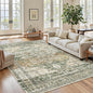 6x9 Area Rugs for Living Room Non-Slip Washable Rugs 6x9 Vintage Rug for Bedroom Dinning Room Ultra-Thin Area Rugs Farmhouse Home Decor Olive/Beige
