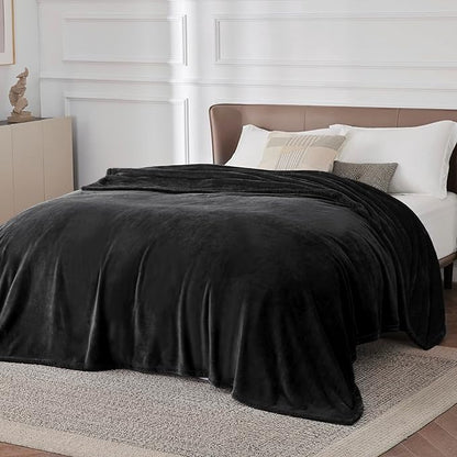 Bedsure GentleSoft Fleece Bed Blankets Large Size Black - Soft Lightweight Fuzzy Cozy Luxury Oversized King Blanket Microfiber, Room Home Decor Gifts for Women and Men, 120x120 inches