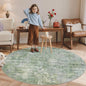 Soalmost 5x5 Green/Ivory Round Rug 5ft Living Room Circle Rug Vintage Round Area Rug Non Slip Indoor Carpet for Entryway Dining Room Bedroom