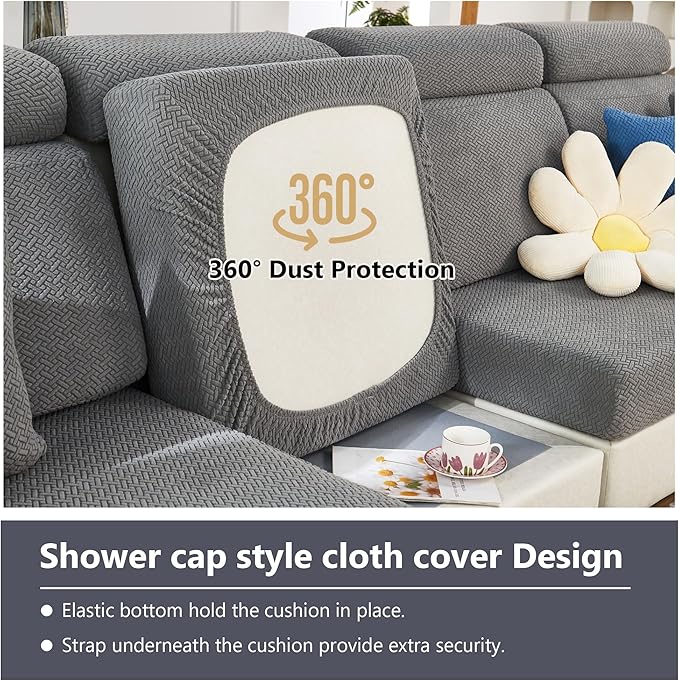 Couch Cushion Covers for Sofa Couch Covers Wear-Resistant Universal Sofa Cover Washable Stretch for Sectional Slipcovers (Texture-Green,Large Triple Seat Cover)