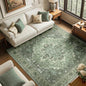 RELEANY Area Rugs Square 6ft Washable Non-Slip, Floral Vintage Distress Print Pattern Medallion Carpet for Living Room Bedroom Dining Room, Dark Green Gray