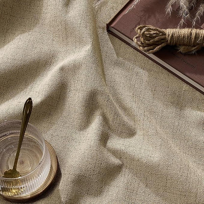 RYB HOME Polyester Textured 100% Blackout Curtains for Bedroom, Insulating Energy Saving Window Curtains for Living Room Dining Patio Sliding Glass Door, Wide 52 x Long 84 inch, Burlap, 2 Panels