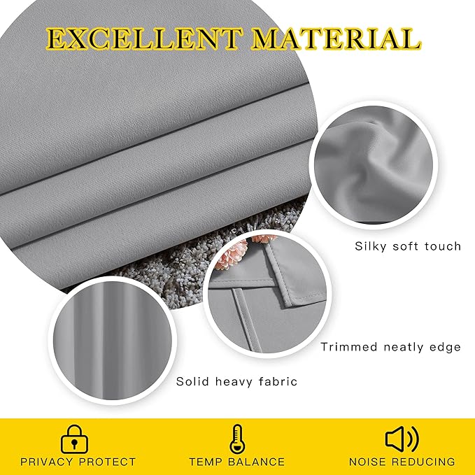 NICETOWN Room Darkening Curtains for Living Room - Easy Care Solid Thermal Insulated Grommet Light Blocking Vertical Drapes for Bedroom (Silver Grey, W37 x L84, 2 Panels)