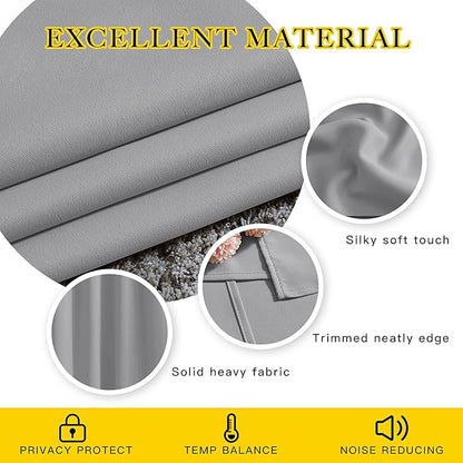 NICETOWN Silver Grey Curtains 84 inch Length 2 Panels, Grommet Thermal Insulated Window Treatments Light & Sound Reducing Drapes for Living Room/Bedroom, W46 x L84