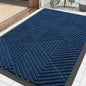 Smiry Front Door Mat Outside Entrance, Heavy Duty Sturdy Natural Rubber Doormat, Trap Dirt and Moisture, Easy Clean Low Profile Mats for Indoor Outdoor Entry, Irregular Triangle (29.5x17, Medium Blue)