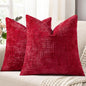 decorUhome Red Chenille Throw Pillow Covers 18x18 Set of 2 Textured Soft Cozy Slubby Couch Pillow Covers Modern Farmhouse Boho Decorative Pillow Cases for Bed Sofa Living Room