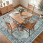 RELEANY Area Rugs Square 7ft Washable Non-Slip, Floral Vintage Distress Print Pattern Medallion Carpet for Living Room Bedroom Dining Room, Green Navy Blue White Red Teal Colorful