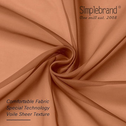 Simplebrand Orange Sheer Curtains 63 Inch Length 2 Panels, Rod Pocket Solid Color Window Sheer Curtain Panels, Elegant Curtains & Drapes for Living Room, Bedroom (42" W x 63" L)