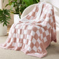 Bedsure GentleSoft Pink Checkered Throw Blanket for Couch - Soft Cozy Fluffy Blanket, Lightweight Warm Knit All Season Plaid Blankets for Bed Sofa, Birthday, for Women, 50x60 Inches