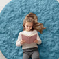 OLANLY Slate Blue Round Rugs for Bedroom - Machine Washable, 5 ft Circle Area Rugs for Living Room, Soft and Fluffy Shaggy Carpet for Teen Girl and Boys, Nursery Rooms, Dorms, Home Decor Aesthetic
