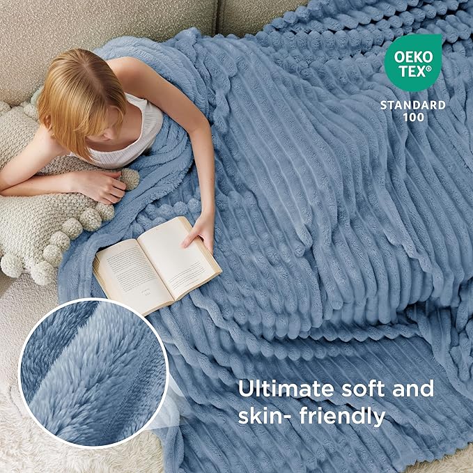 Bedsure GentleSoft Blue Full Blanket for Couch - Cozy Soft Blankets for Women, Cute Small Fleece Throws for Girls, Birthday Gifts for Women Decor Gifts, Blue, 84x90 Inches