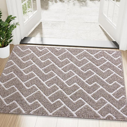 OLANLY Front Door Mat, Non-Slip Rubber Backing, Dirt Resistant and Absorbent, Washable, Easy to Clean Low-Profile Indoor Doormat for Back Door, Entryway, Inside Entrance, 48x32, Khaki
