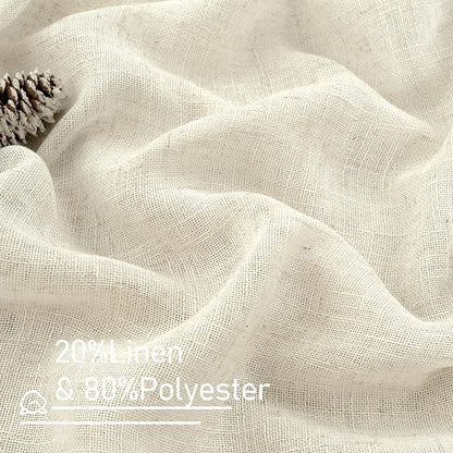 LAMIT Cream Ivory Linen Curtains 95 Inches Long 2 Panels Set for Bedroom, Back Tab and Rod Pocket Linen Textured Natural Curtains Light Filtering Boho Drapes for Living Room/Dining Room, 52 x 95 Inch