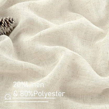 LAMIT Natural Ivory Semi Sheer Linen Curtains 84 inch Long, Cream White Light Filtering Living Room Panels Back Tab and Rod Pocket Neutral Drapes for Bedroom/Farmhouse, 2 Panels, 52 x 84 Inch