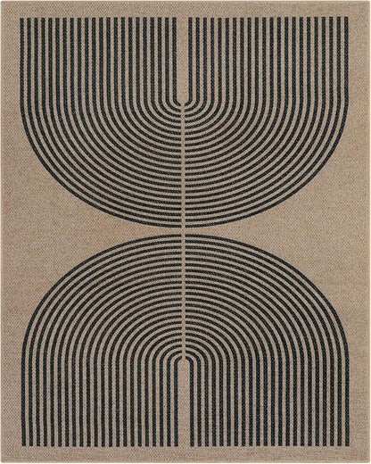 Lahome Enfys Modern Rainbow Easy Jute 9x12 Rug, Large Outdoor Patio Rug Farmhouse Indoor Outdoor Living Room Carpet, Contemporary Non Slip Non Shedding Nature Carpet for Dining Room Basement Backyard