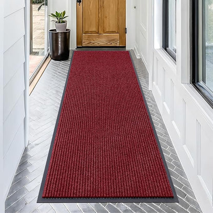 OLANLY Front Door Mat Indoor Outdoor Entrance, Waterproof Heavy Duty Doormat, Fade Resistant, Low Profile, Easy Clean Patio Porch Welcome Floor Mats for Entry, 71x30, Wine Red